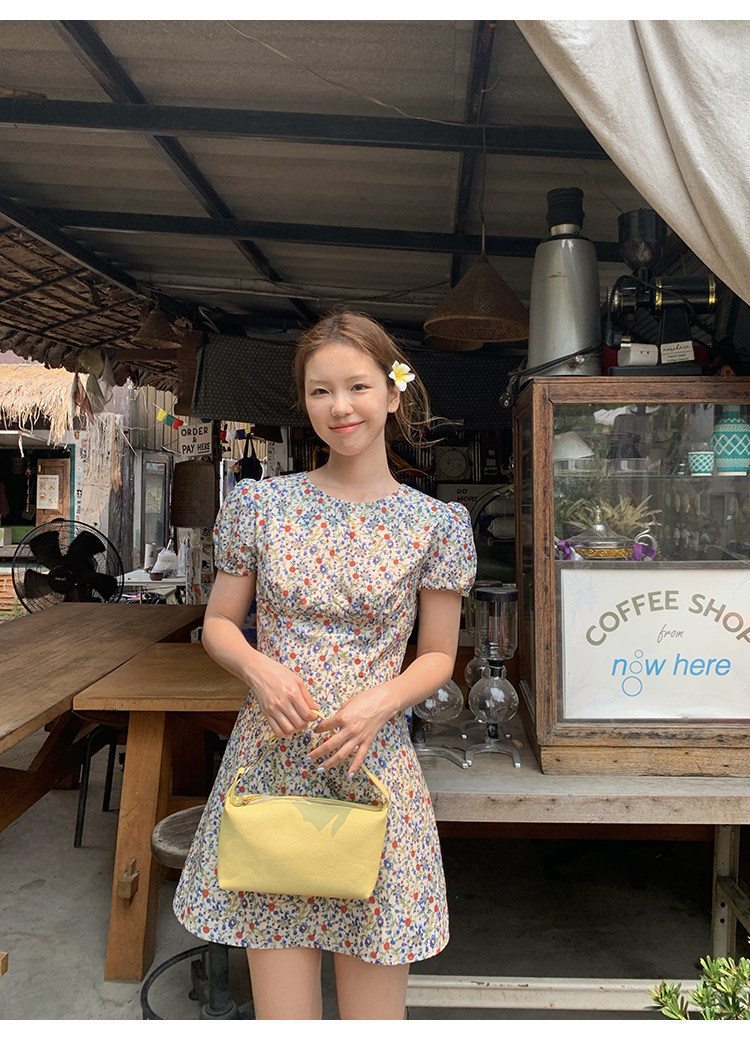 Tuuuh летнее платье с французским цветочным принтом, винтажное приталенное короткое А-силуэта с короткими рукавами для женщин