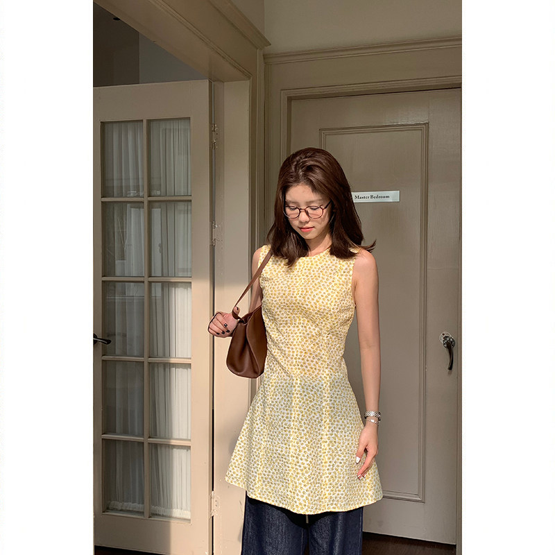 Tuuuh летнее платье-сарафан без рукавов с цветочным принтом в корейском стиле