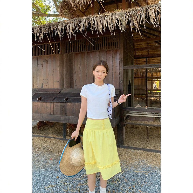 Tuuuh желтая юбка женская в стиле милых девочек весна-лето новая корейская универсальная стройнящая юбка