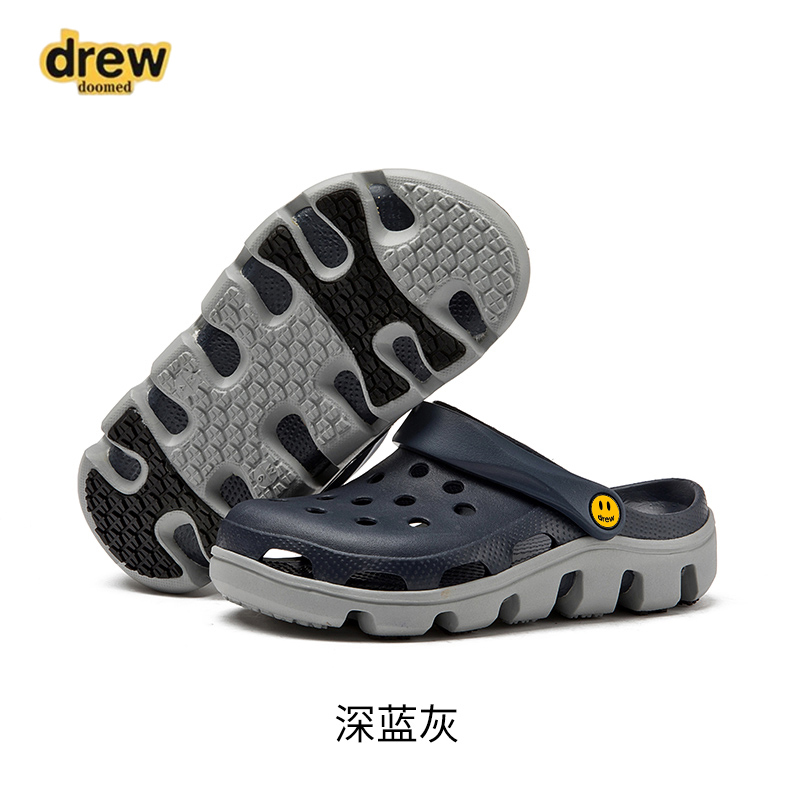Drew Housedoomed Smiley Face Non-Slip Clogs Outdoor Sandals Couple's Closed-Toe Breathable Beach Shoes