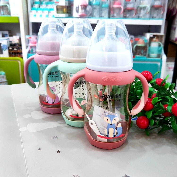 (Presented with original fitted pacifier) with a wide mouth automatic handle PPSU bottle 180ml 240ml 300ml