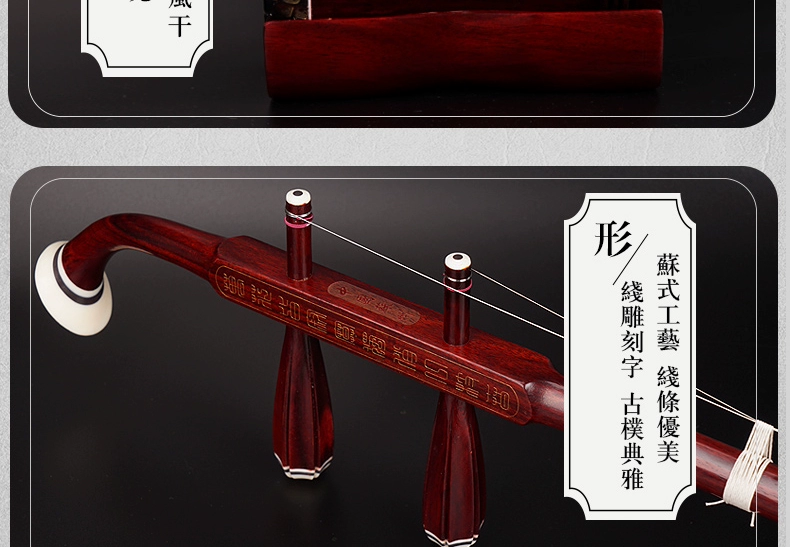 Erhu Nhạc cụ Tô Châu Chính hãng Python Skin Rosewood Huqin Sinh viên trưởng thành Người mới bắt đầu chơi chuyên nghiệp Erhu - Nhạc cụ dân tộc đàn nhị hồ