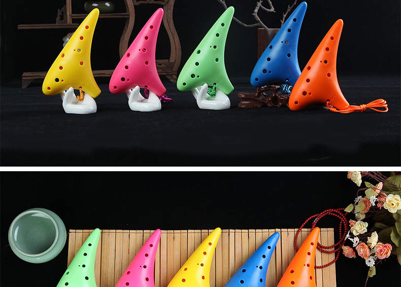 Ocarina 12 người mới bắt đầu gửi sách giáo khoa học sinh trẻ em nhập AC điều chỉnh nhạc cụ sáo nhựa chống vỡ - Nhạc cụ dân tộc đàn đáy