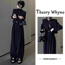 THEORY WHYNO Light Luxury New Chinese Style National Style Suit Womens Autumn Button Suit Jacket Wide Leg Pants