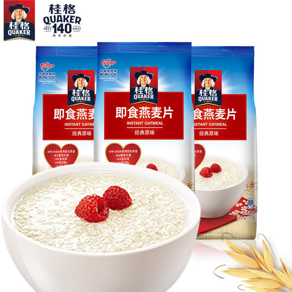 桂格 免煮 原味即食燕麦片 1000g*3袋 天猫优惠券折后￥49.9包邮（￥59.9-10）
