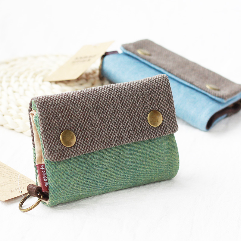 Wallet for Women, New Style, Solid Color, Simple, Retro Denim Card Holder, Creative Coin Purse, Mini Multi-Card Slot Wallet, Zipper Bag
