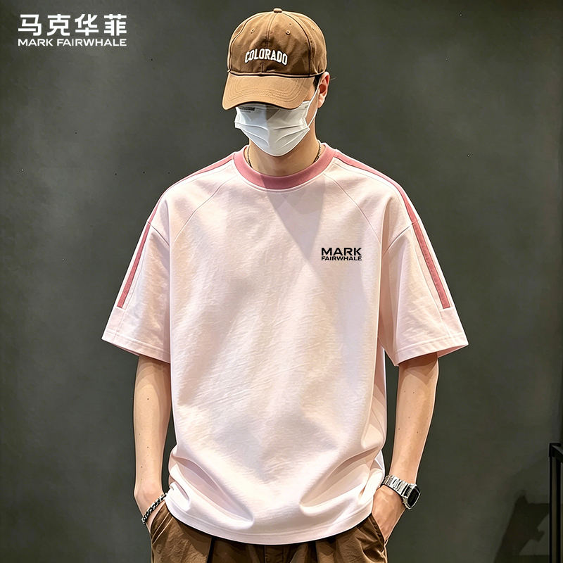 Mark Hua Fei Men's Short-Sleeved T-Shirt Men's 2026 New Summer Trendy Brand Loose Casual Breathable Cotton Top