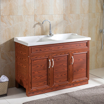 Custom-cut corner space aluminum laundry cabinet balcony with washboard quartz stone integrated countertop small apartment floor-to-ceiling laundry pool