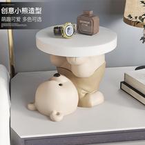 Light luxury Yuanqi bear entrance hall home shoe changing stool floor decoration living room tray home accessories housewarming gift