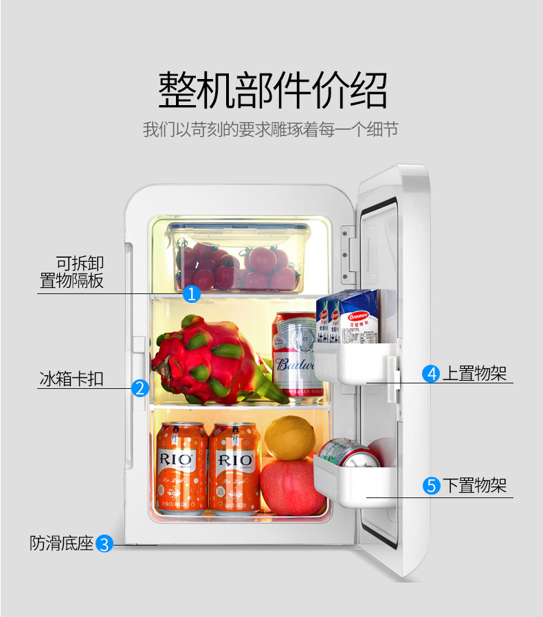 (72H寄出)福瑞傑20L車載冰箱迷你小冰箱小型家用製冷宿舍車家兩用冷暖箱 雙核雙門,最上一層可以放肉類保鮮