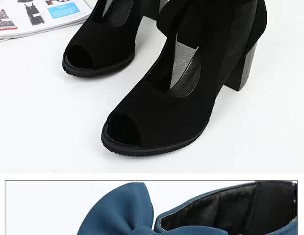 Giày sandal cao gót nữ mùa hè 2017 phiên bản Hàn Quốc hoang dã mới lạ với đôi sandal lưới Roman dày có nơ dép sandal nữ đi học