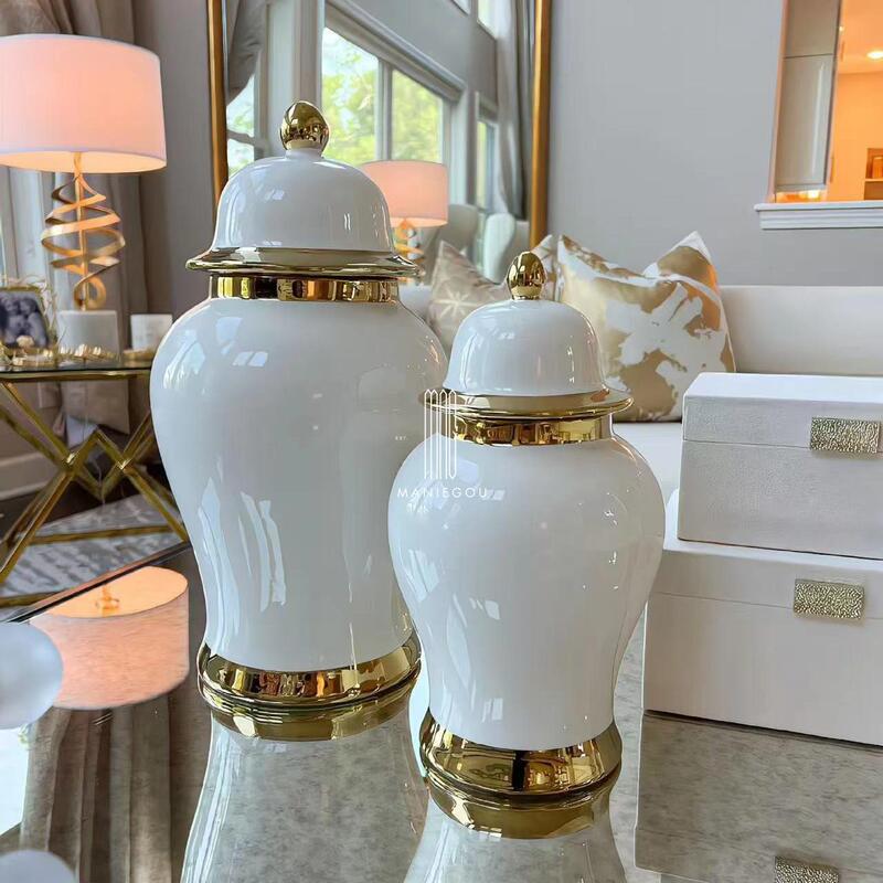 Light Luxury European-Style Gold-Rimmed Ceramic Vase Flower Arrangement Vessel Home Living Room Dining Table Electroplated Entryway Decoration Decorative Crafts Light Luxury European-Style Gold-Rimmed Ceramic Vase Flower Arrangement Vessel Home Living Room Dining Table Electroplated Entryway Decoration Decorative Crafts