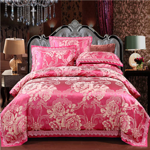 Zhen Thủy dệt bông denim cưới đích thực satin đỏ jacquard sáu bộ quilt flagship 4 - Bộ đồ giường bốn mảnh bộ chăn ga gối đệm giảm giá