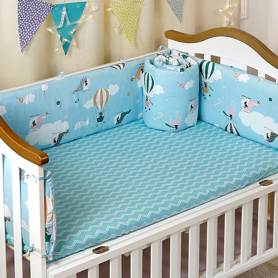 Customized pure cotton baby bed fence children's anti-collision bed fence soft bag removable and washable baby bedding set