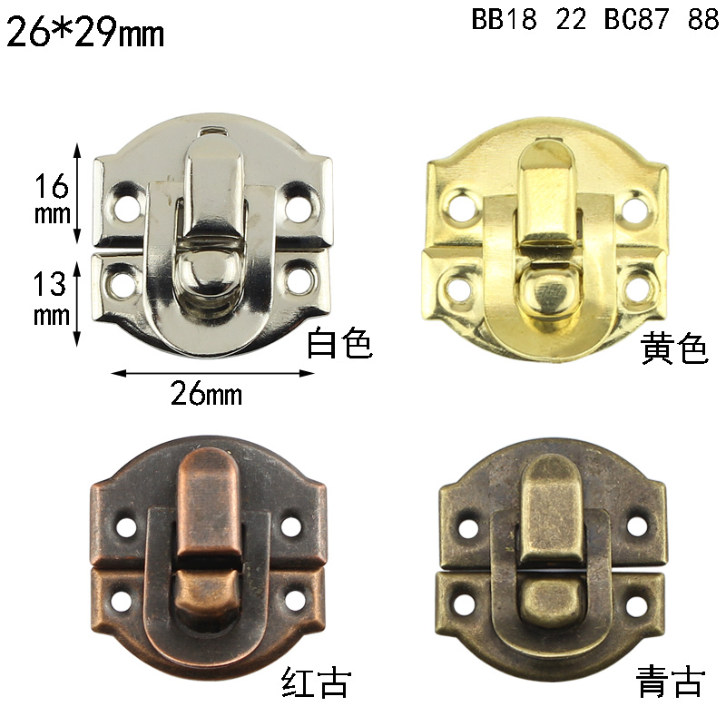 Red ancient 26*29mm ingot box buckle iron ingot buckle jewelry box buckle small buckle wooden box buckle buckle lock buckle