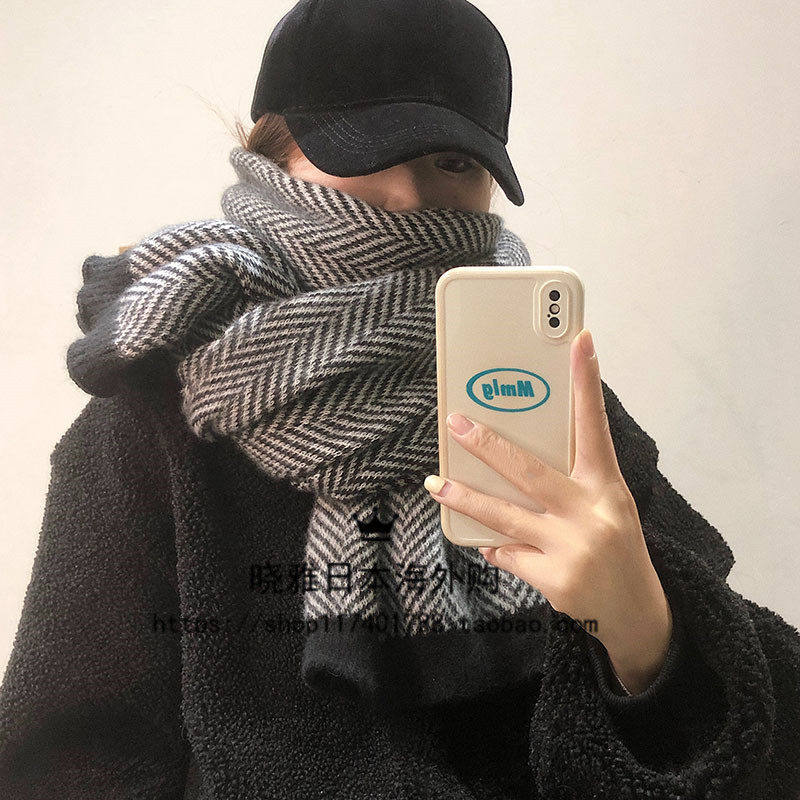 Japanese GP imitation cashmere scarf women's winter all-match warm shawl outer wear thickened dual-use warm scarf men