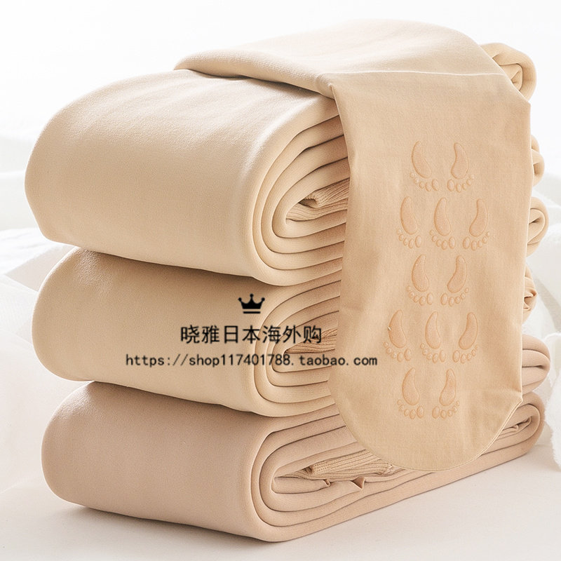 Japanese GP short stature bare-legged artifact female autumn and winter nude plus velvet pantyhose stockings flesh-colored underwear