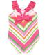 ຄີມກັນແດດ Gymboree Girls' Color Striped Sunscreen ຂອງແທ້ຂອງສະຫະລັດ UPF50+ One-piece Swimsuit Spot 4T