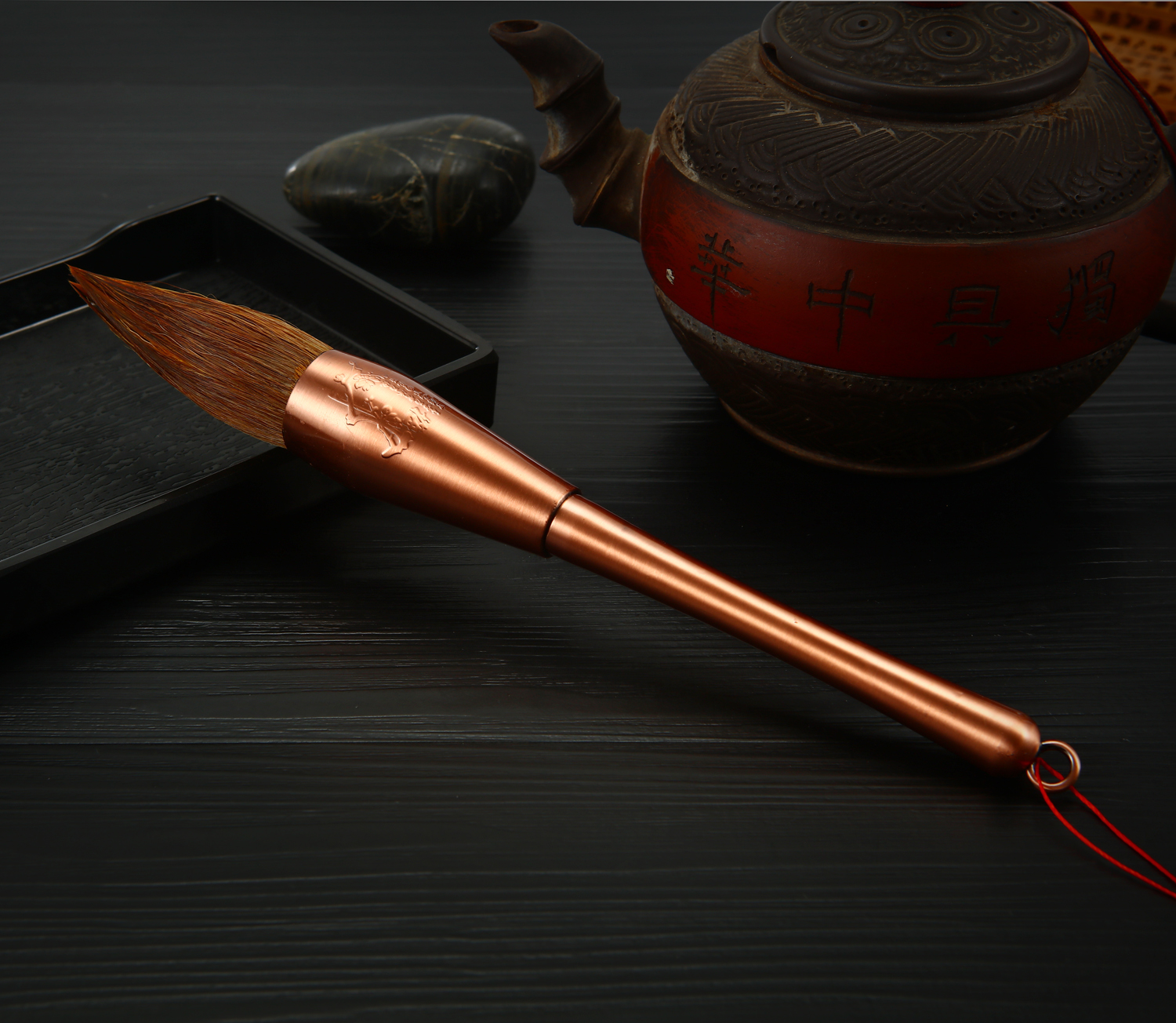Metal bronze brush inkstone ink plate wolf and hair sheep hair brush study four treasures plus large script brush