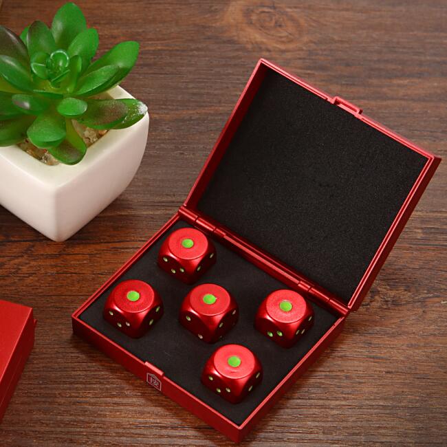 Metal dice set Gold red dice bar KTV Mahjong color Aluminum alloy solid sieve color particles