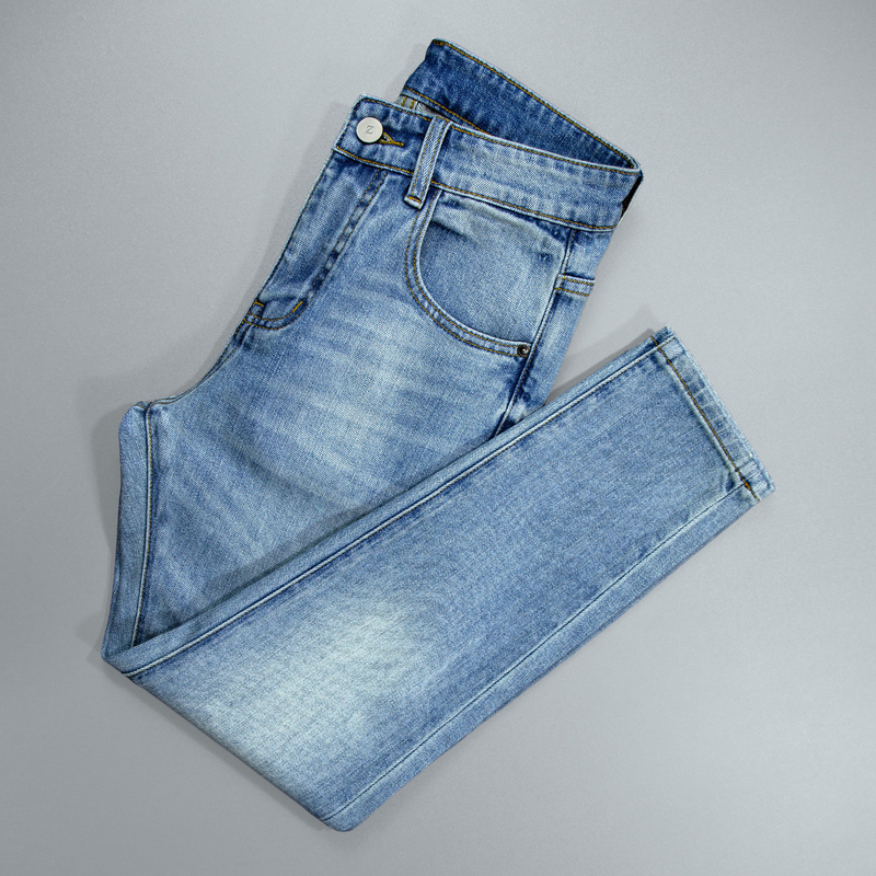 Distressed Washed Blue Casual Cropped Slim-Fit Jeans for Men, New Versatile Trendy Stretch Skinny Jeans Distressed Washed Blue Casual Cropped Slim-Fit Jeans for Men, New Versatile Trendy Stretch Skinny Jeans