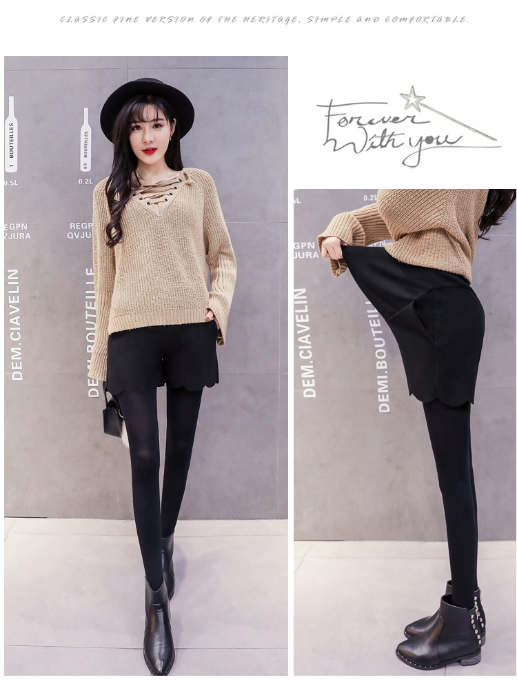 Phụ nữ mang thai XL mùa thu và quần short mùa đông mới khởi động quần hoang Phụ nữ mang thai quần len cao eo nâng bên ngoài mặc thủy triều 200 kg quần cho bà bầu