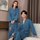 Four Seasons Extra Large Size Cotton Bathrobe Pure Cotton Air Layer Warm Couple Pajamas Absorbent Bathrobe Home Clothing