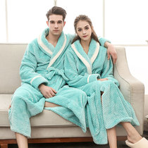 Autumn and winter thickened plus size beeshel couples robe ladies padded flannel mens bathrobe coral velvet mens pajamas