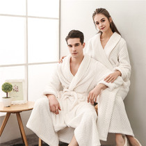 Autumn and winter thickened extended flannel couples robes for men and women long bathrobe coral velvet bathrobe large size home wear