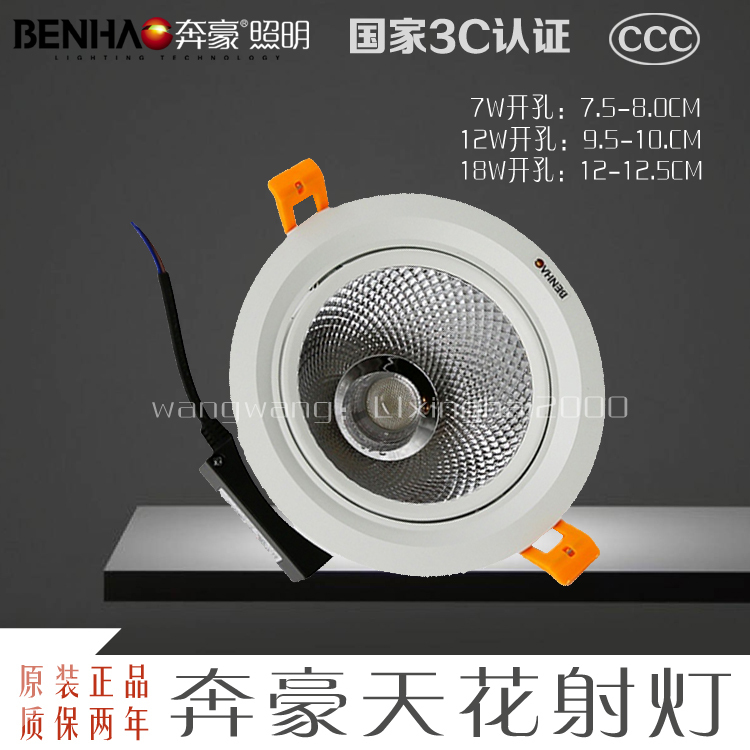 Benhao Led Spotlight Cob Embedded Spotlight X1998-7W12W18W Ceiling Light Clothing Store Background Wall Light