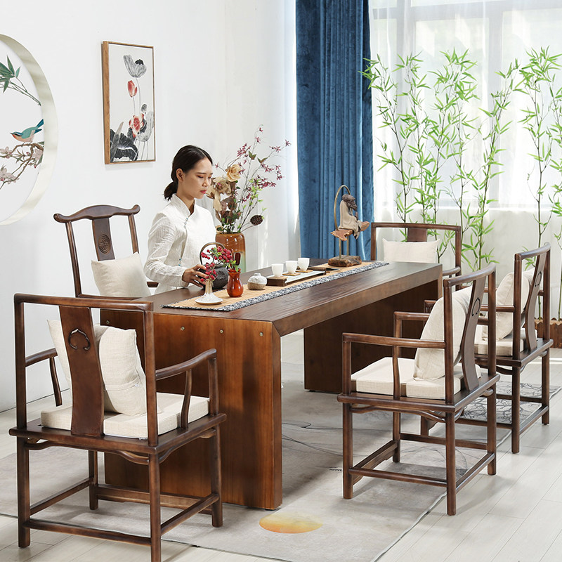 New Chinese style solid wood tea table modern minimalist Zen tea table Kung Fu tea table small apartment tea art table and chair combination