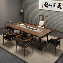New Chinese style solid wood irregular kung fu tea table reception tea table household small apartment ancient style tea table and chair combination
