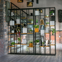 American industrial wind bookshelf iron display rack porch shelf LOFT screen partition floor storage rack