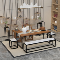 New Chinese wrought iron tea table Zen Kung Fu tea table modern simple living room tea table small apartment tea table combination