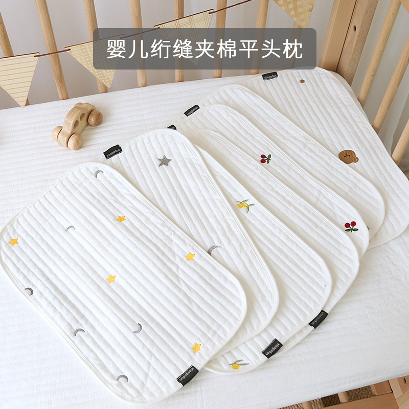 Newborn pillow 0-1 year old infant flat headrest newborn baby Four Seasons anti-spit milk quilted cotton pillow towel