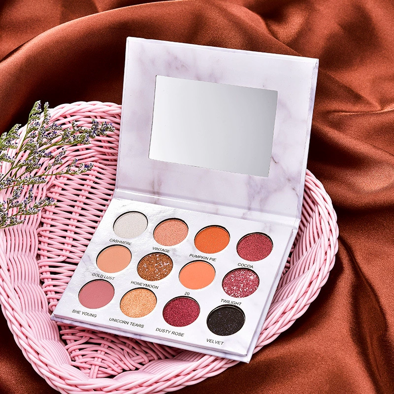 Net Red New 12-Color Marble Eyeshadow Palette Rose Sequin Pearl Matte Không thấm nước và Sweatproof Pumpkin nhiều màu sắc đẹp - Bóng mắt