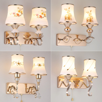 Golden LED wall lamp Bedroom bedside lamp Simple creative living room aisle European-style single and double-headed hotel hotel lamps