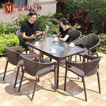Outdoor courtyard tables and chairs Outdoor garden open-air terrace Balcony Simple casual coffee milk tea shop tables and chairs combination