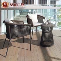 Leisure outdoor rattan sofa table and chair combination simple hotel balcony outdoor terrace coffee table Nordic courtyard furniture