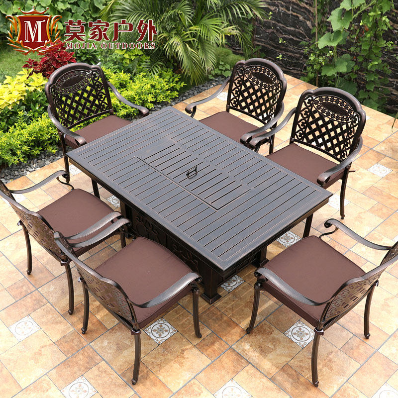 Outdoor patio leisure tables and chairs terrace balcony home electric barbecue grill charcoal grill outdoor cast aluminum tables and chairs