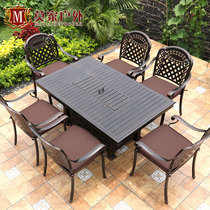 Outdoor courtyard leisure table and chair Terrace balcony household electric barbecue grill charcoal barbecue grill Outdoor cast aluminum table and chair