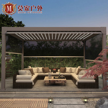 Outdoor Pavilion Garden Villa sun room Electric Pavilion automatic telescopic Louver aluminum alloy terrace awning