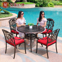 Outdoor tables and chairs Courtyard open-air three-five-piece anti-rust terrace Balcony European-style outdoor garden wrought iron cast aluminum tables and chairs