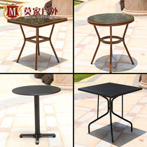  Outdoor table and chair Woven rattan table Aluminum alloy glass single table Outdoor courtyard cafe milk tea shop balcony table