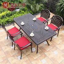Outdoor tables and chairs Balcony furniture Courtyard Manor villa leisure wrought iron garden Outdoor five-piece cast aluminum tables and chairs