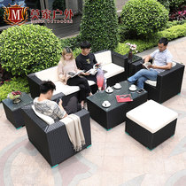 Outdoor furniture rattan sofa Outdoor garden Balcony rattan sofa Courtyard leisure PE anti-rattan sofa Living room combination