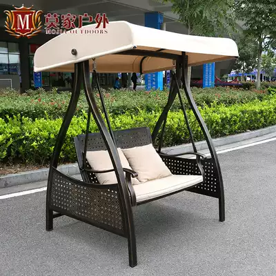 Outdoor swing courtyard garden hanging chair cast aluminum leisure hammock double three balcony swing chair iron swing