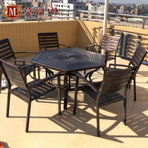  Outdoor barbecue table and chair cast aluminum anti-rust outdoor courtyard household charcoal wrought iron leisure aluminum alloy commercial barbecue table