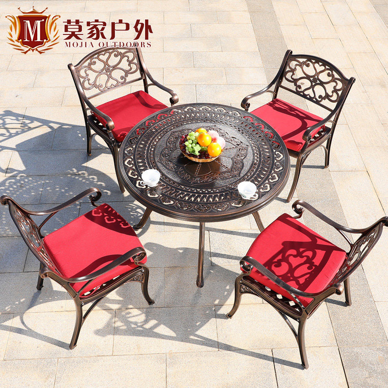 Outdoor cast aluminum table and chair combination three-five-piece set leisure balcony open-air garden patio furniture outdoor wrought iron table and chair