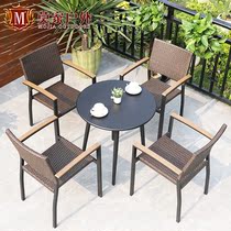 Mojia outdoor table and chair outdoor courtyard garden rattan leisure chair outdoor balcony small coffee table Nordic backrest rattan chair
